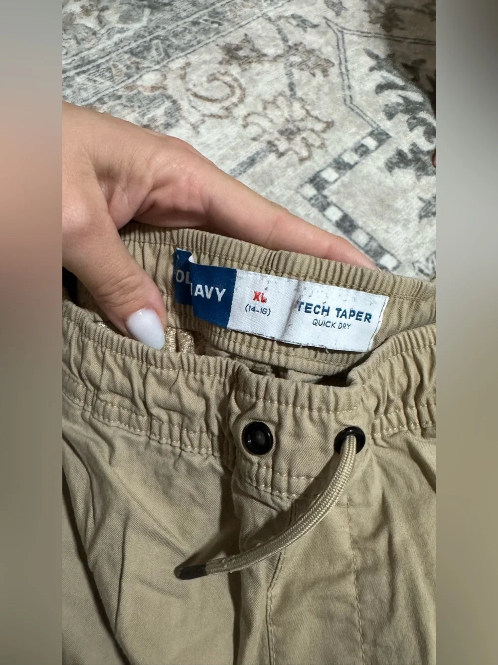 2 Pair- Old Navy Boys XL 14-16 Tech Taper Cargo Pants 2 Pair Lot Tan Brown
